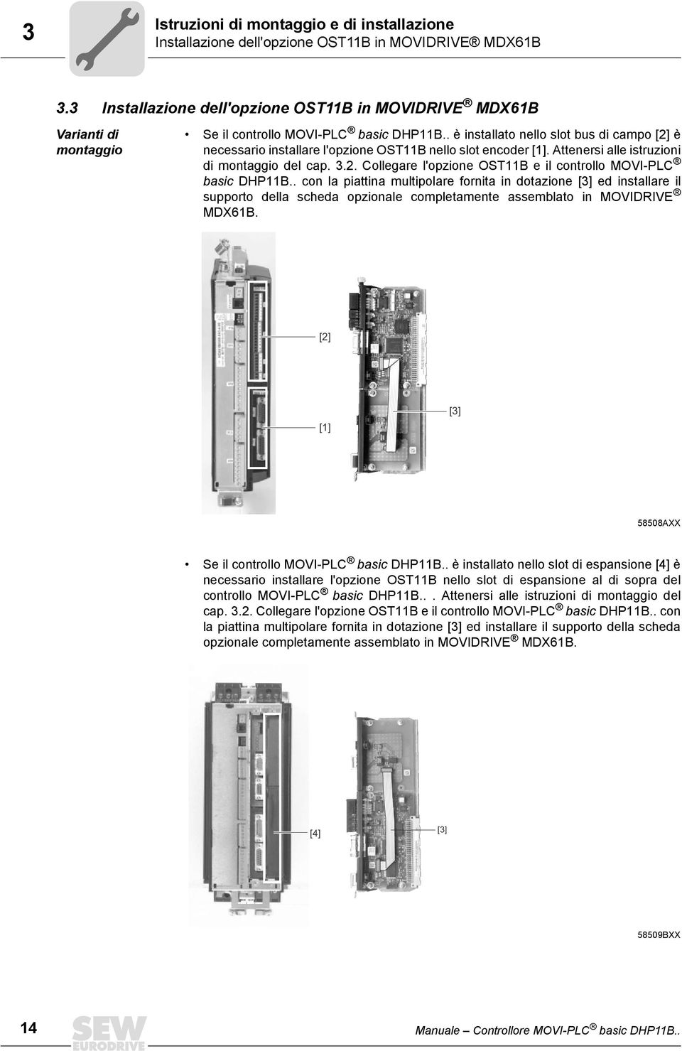 . è installato nello slot bus di campo [] è necessario installare l'opzione OSTB nello slot encoder []. Attenersi alle istruzioni di montaggio del cap.