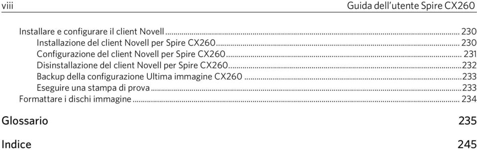 .. 230 Configurazione del client Novell per Spire CX260.