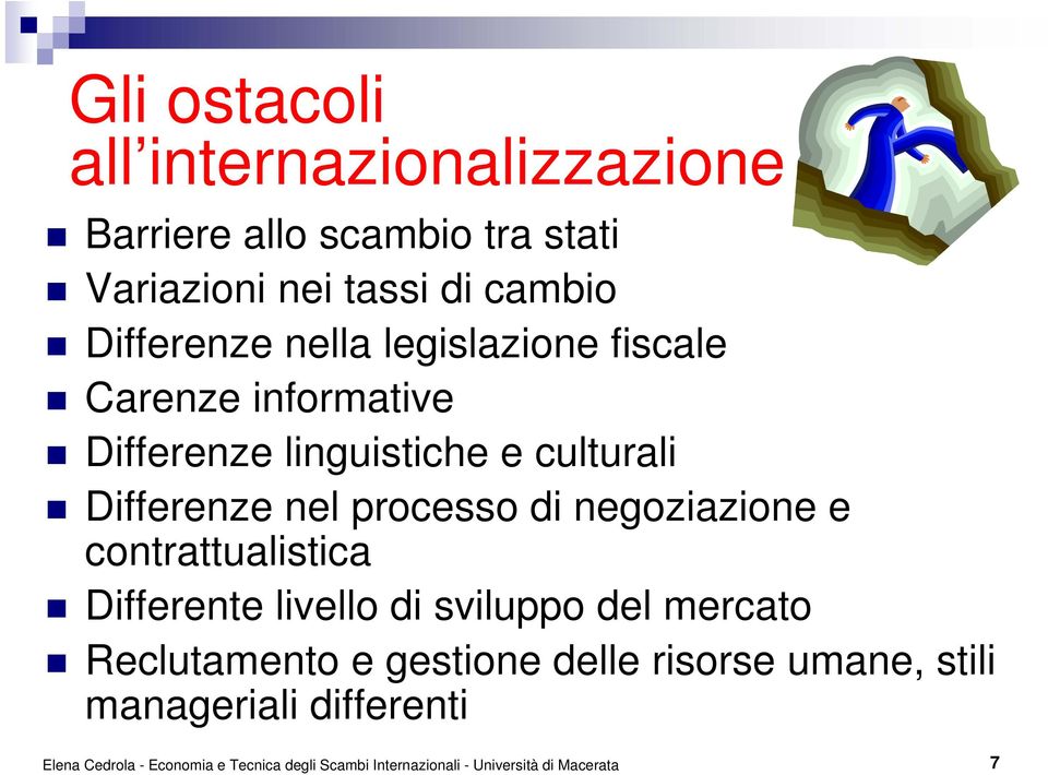 negoziazione e contrattualistica Differente livello di sviluppo del mercato Reclutamento e gestione delle risorse