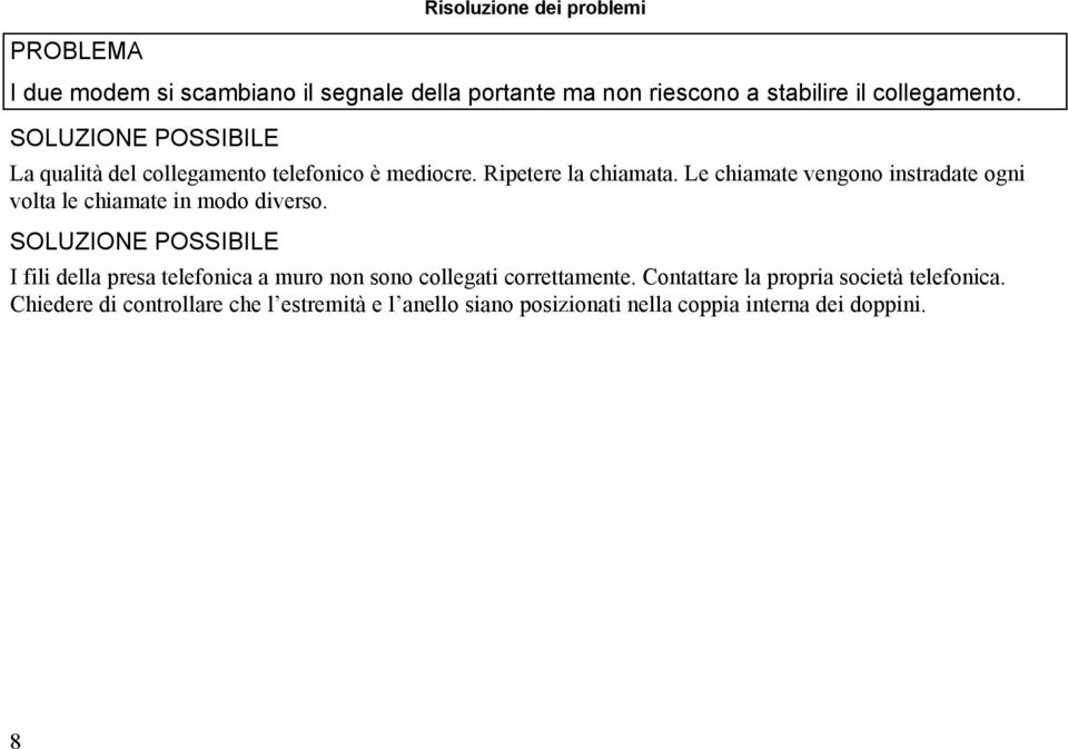 Le chiamate vengono instradate ogni volta le chiamate in modo diverso.