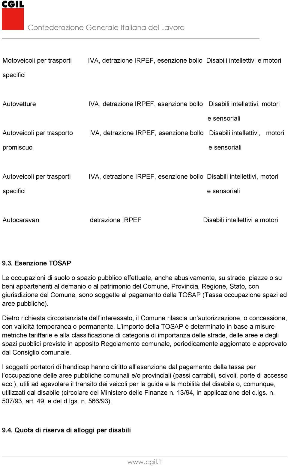 Disabili intellettivi, motori e sensoriali Autocaravan detrazione IRPEF Disabili intellettivi e motori 9.3.