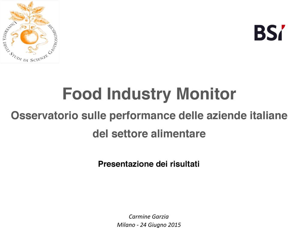 settore alimentare Presentazione dei