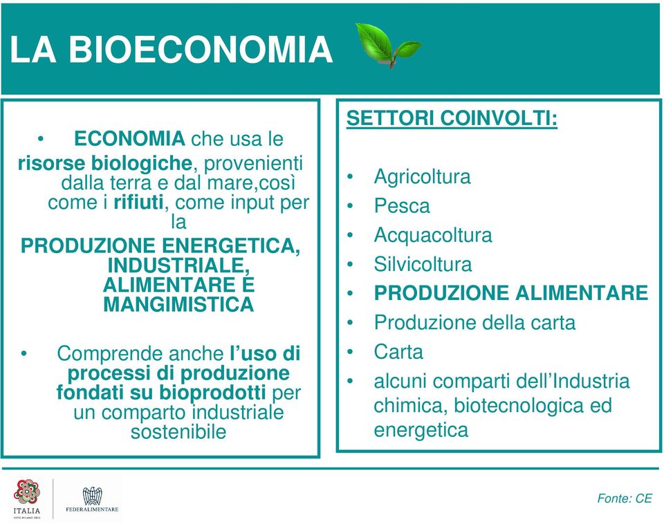 fondati su bioprodotti per un comparto industriale sostenibile SETTORI COINVOLTI: Agricoltura Pesca Acquacoltura