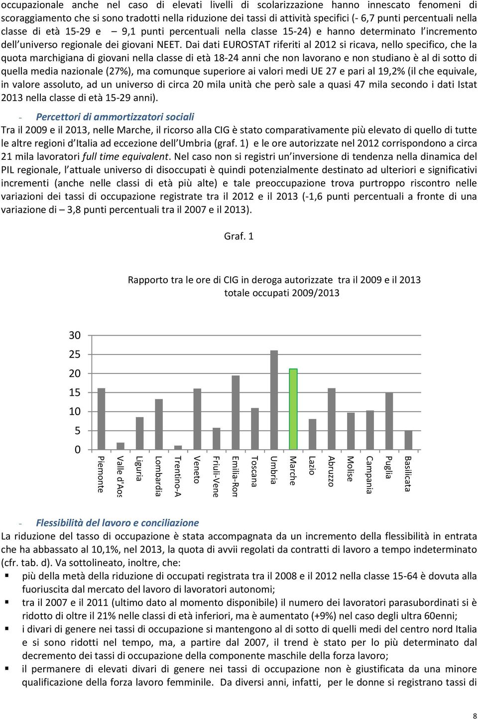 Dai dati EUROSTAT riferiti al 2012 si ricava, nello specifico, che la quota marchigiana di giovani nella classe di età 18-24 anni che non lavorano e non studiano è al di sotto di quella media