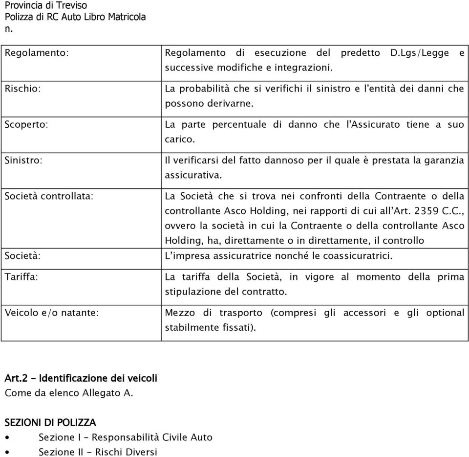 Il verificarsi del fatto dannoso per il quale è prestata la garanzia assicurativa.