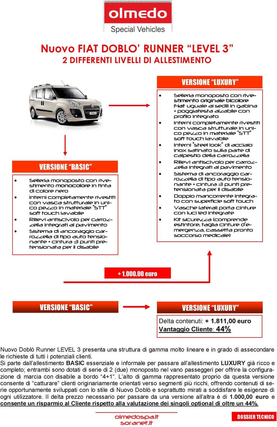 tensionante + cintura 3 punti pretensionata per il disabile Selleria monoposto con rivestimento originale bicolore Fiat uguale ai sedili in gabina + poggiatesta alzabile con profilo integrato Interni