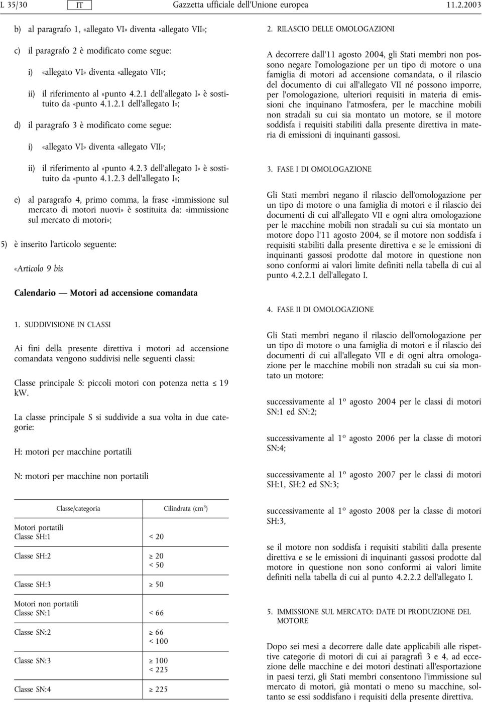 dell'allegato I»; e) al paragrafo 4, primo comma, la frase «immissione sul mercato di motori nuovi» è sostituita da: «immissione sul mercato di motori»; 5) è inserito l'articolo seguente: «Articolo 9