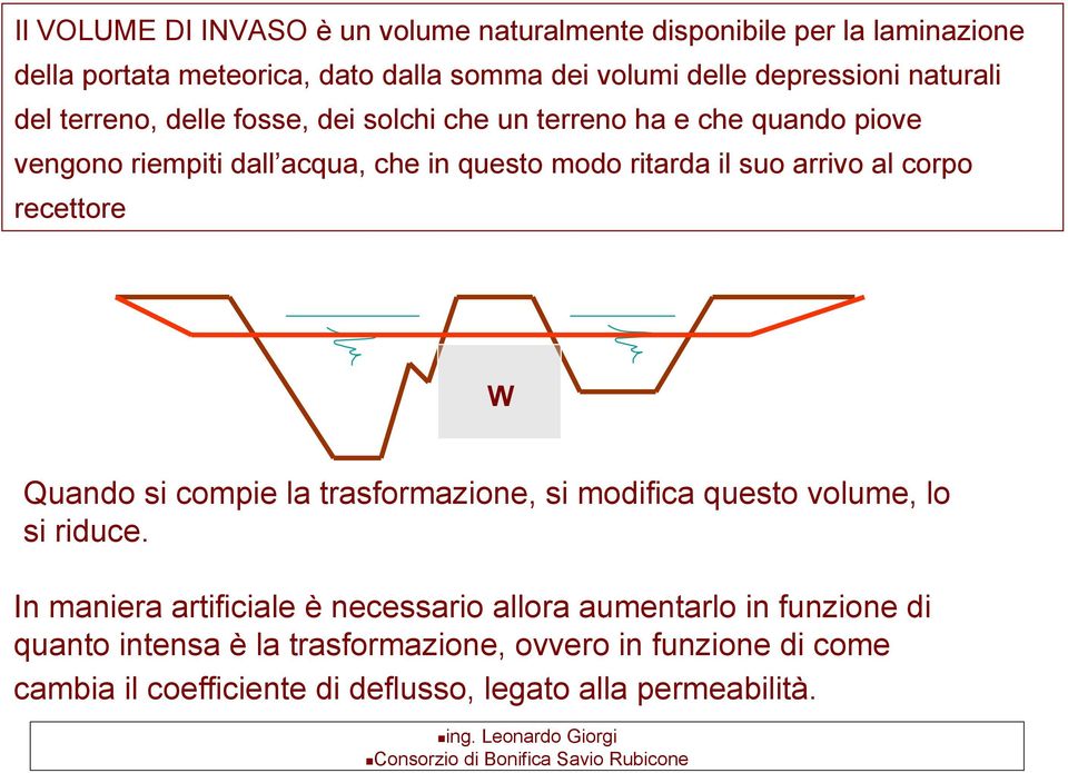 arrivo al corpo recettore W Quando si compie la trasformazione, si modifica questo volume, lo si riduce.