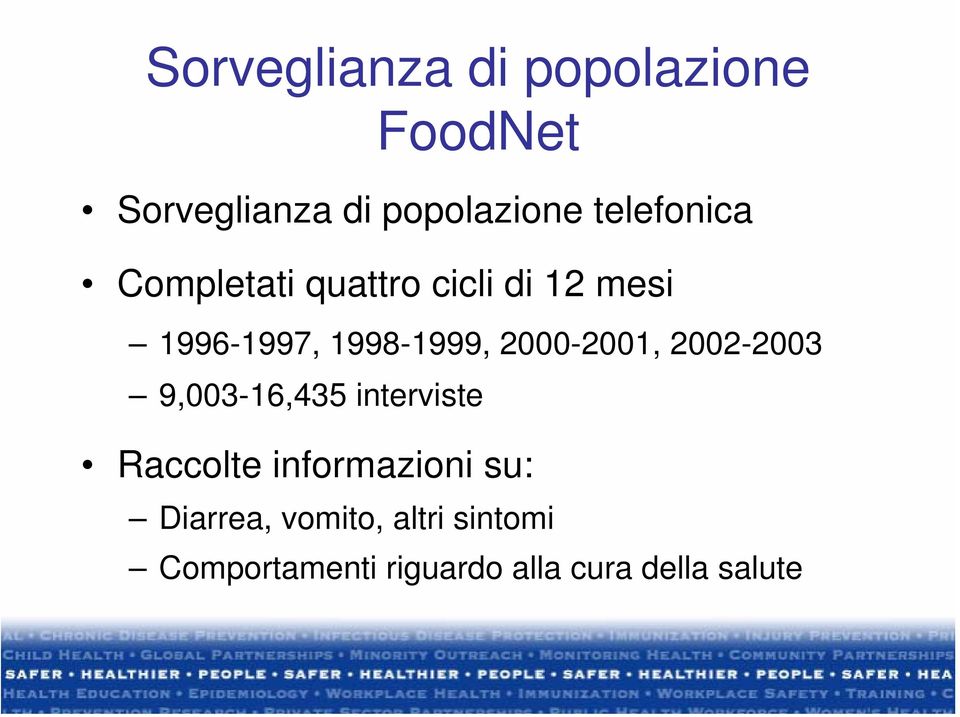 2000-2001, 2002-2003 9,003-16,435 interviste Raccolte informazioni