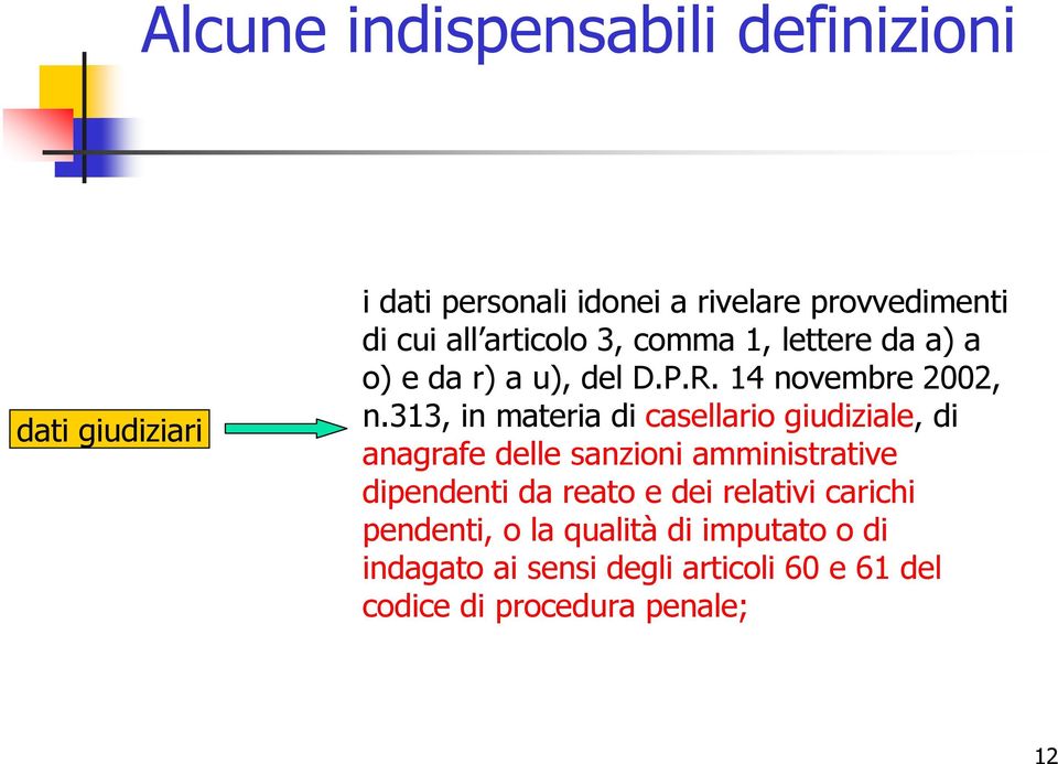 313, in materia di casellario giudiziale, di anagrafe delle sanzioni amministrative dipendenti da reato e dei