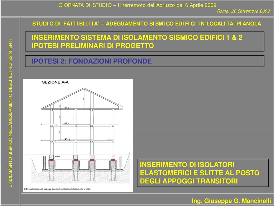 IPOTESI PRELIMINARI DI PROGETTO IPOTESI 2: FONDAZIONI PROFONDE