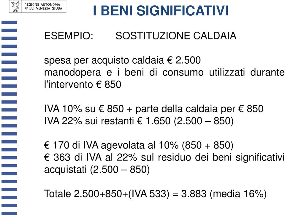 caldaia per 850 IVA 22% sui restanti 1.650 (2.