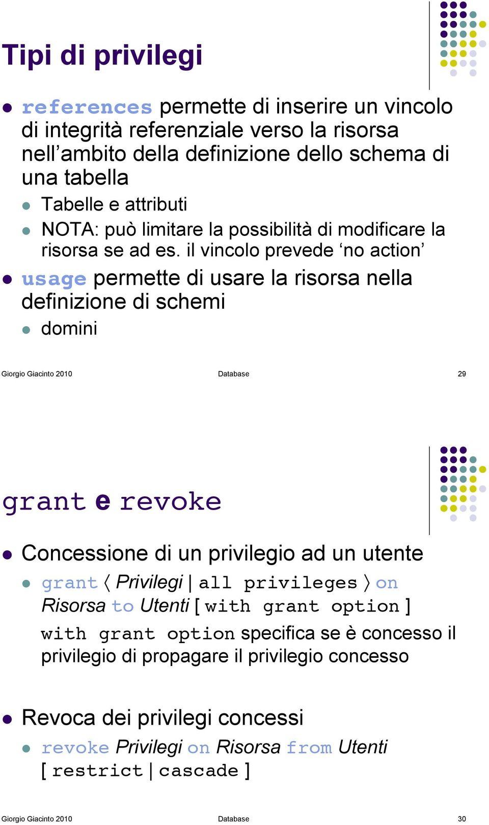 domini Giorgio Giacinto 2010 Database 29 grant 