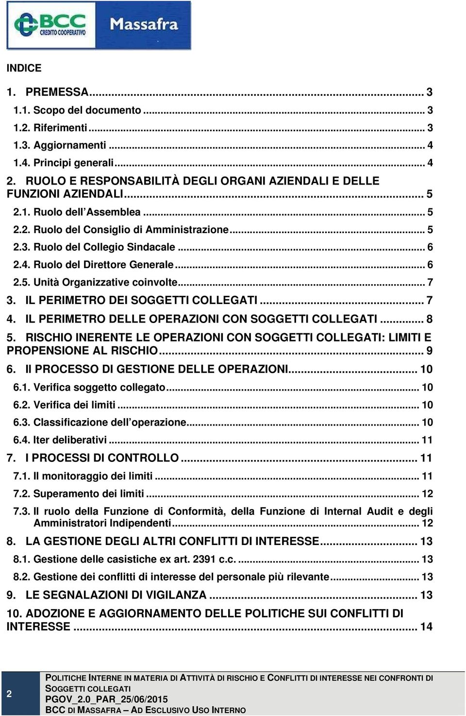 4. Ruolo del Direttore Generale... 6 2.5. Unità Organizzative coinvolte... 7 3. IL PERIMETRO DEI... 7 4. IL PERIMETRO DELLE OPERAZIONI CON... 8 5.