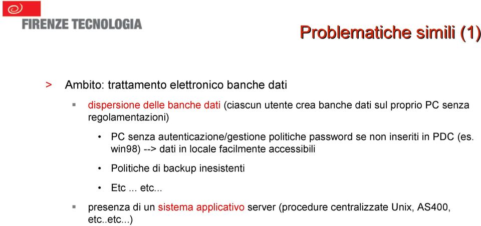 password se non inseriti in PDC (es.