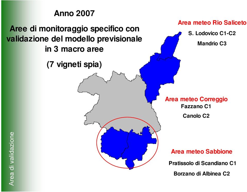 Lodovico C1C2 Mandrio C3 Area meteo Correggio Fazzano C1 Canolo C2 Area di