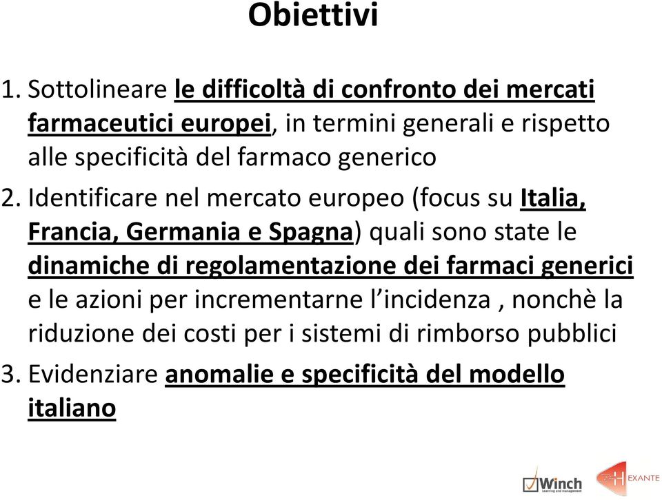 specificità del farmaco generico 2.