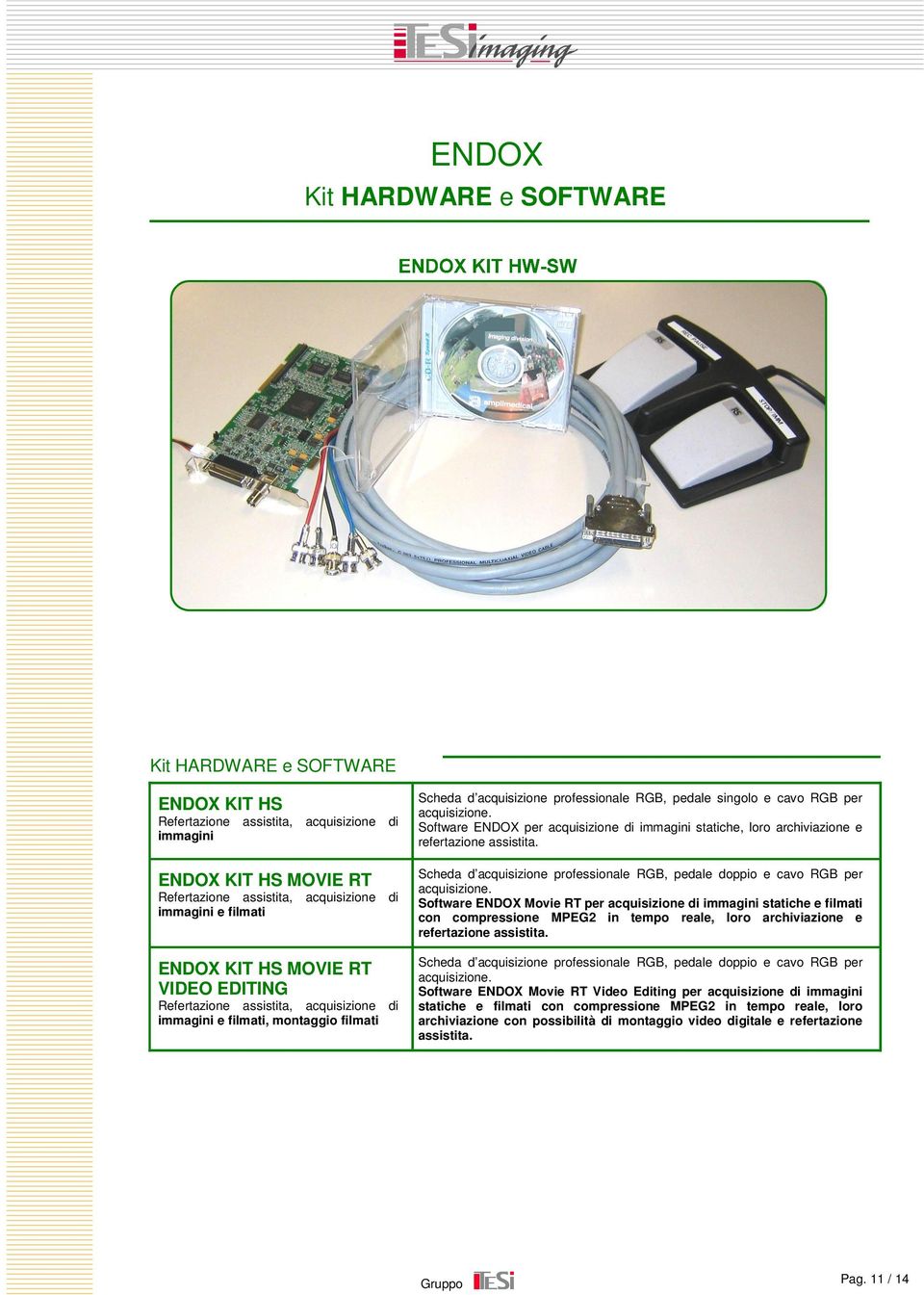 Software ENDOX per acquisizione di immagini statiche, loro archiviazione e refertazione assistita. Scheda d acquisizione professionale RGB, pedale doppio e cavo RGB per acquisizione.