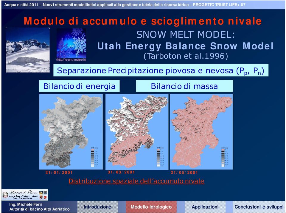 it) Separazione Precipitazione piovosa e nevosa (P p, P n ) Bilancio di