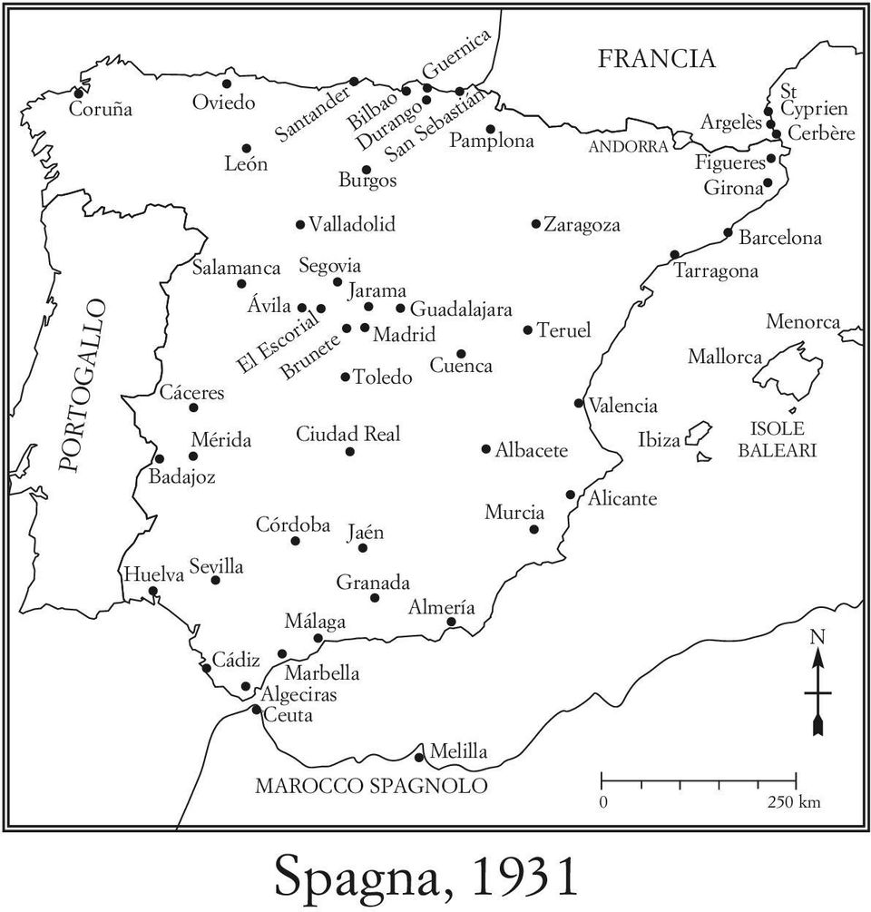 Algeciras Ceuta Toledo Ciudad Real Jaén MAROCCO SPAGNOLO Pamplona Cuenca Melilla Zaragoza Teruel Albacete Murcia Spagna, 1931