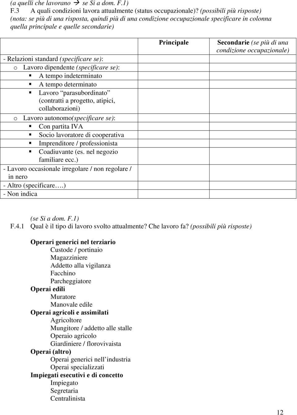 o Lavoro dipendente (specificare se): A tempo indeterminato A tempo determinato Lavoro parasubordinato (contratti a progetto, atipici, collaborazioni) o Lavoro autonomo(specificare se): Con partita