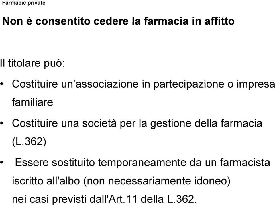 gestione della farmacia (L.