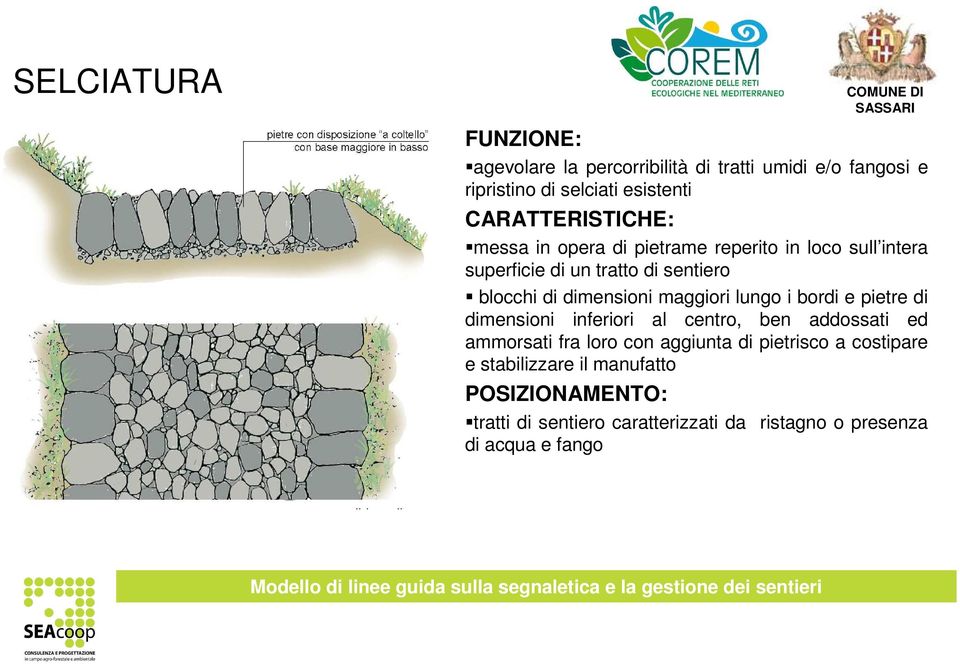 dimensioni maggiori lungo i bordi e pietre di dimensioni inferiori al centro, ben addossati ed ammorsati fra loro con