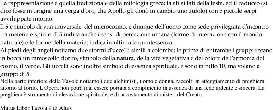 Il 5 indica anche i sensi di percezione umana (forme di interazione con il mondo naturale) e le forme della materia; indica in ultimo la quintessenza.