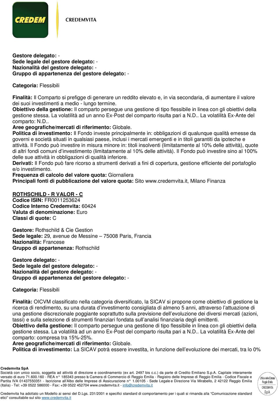 La vlatilità ad un ann Ex-Pst dl cmpart risulta pari a N.D.. La vlatilità Ex-Ant dl cmpart: N.D.. Ar ggrafich/mrcati di rifrimnt: Glbal.