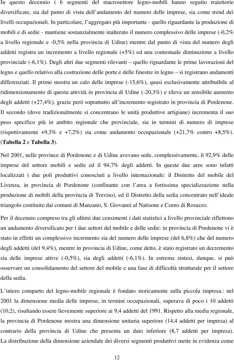 In particolare, l aggregato più importante - quello riguardante la produzione di mobili e di sedie - mantiene sostanzialmente inalterato il numero complessivo delle imprese (-0,2% a livello regionale