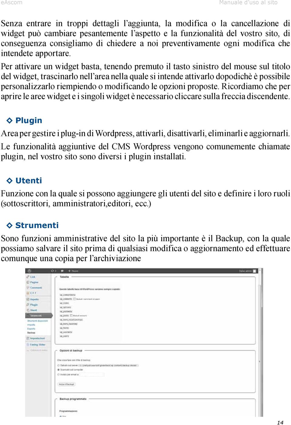 Per attivare un widget basta, tenendo premuto il tasto sinistro del mouse sul titolo del widget, trascinarlo nell area nella quale si intende attivarlo dopodichè è possibile personalizzarlo