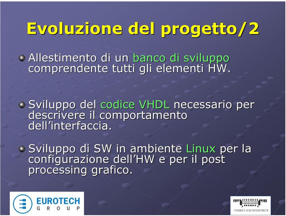 Sviluppo del codice VHDL necessario per descrivere il comportamento