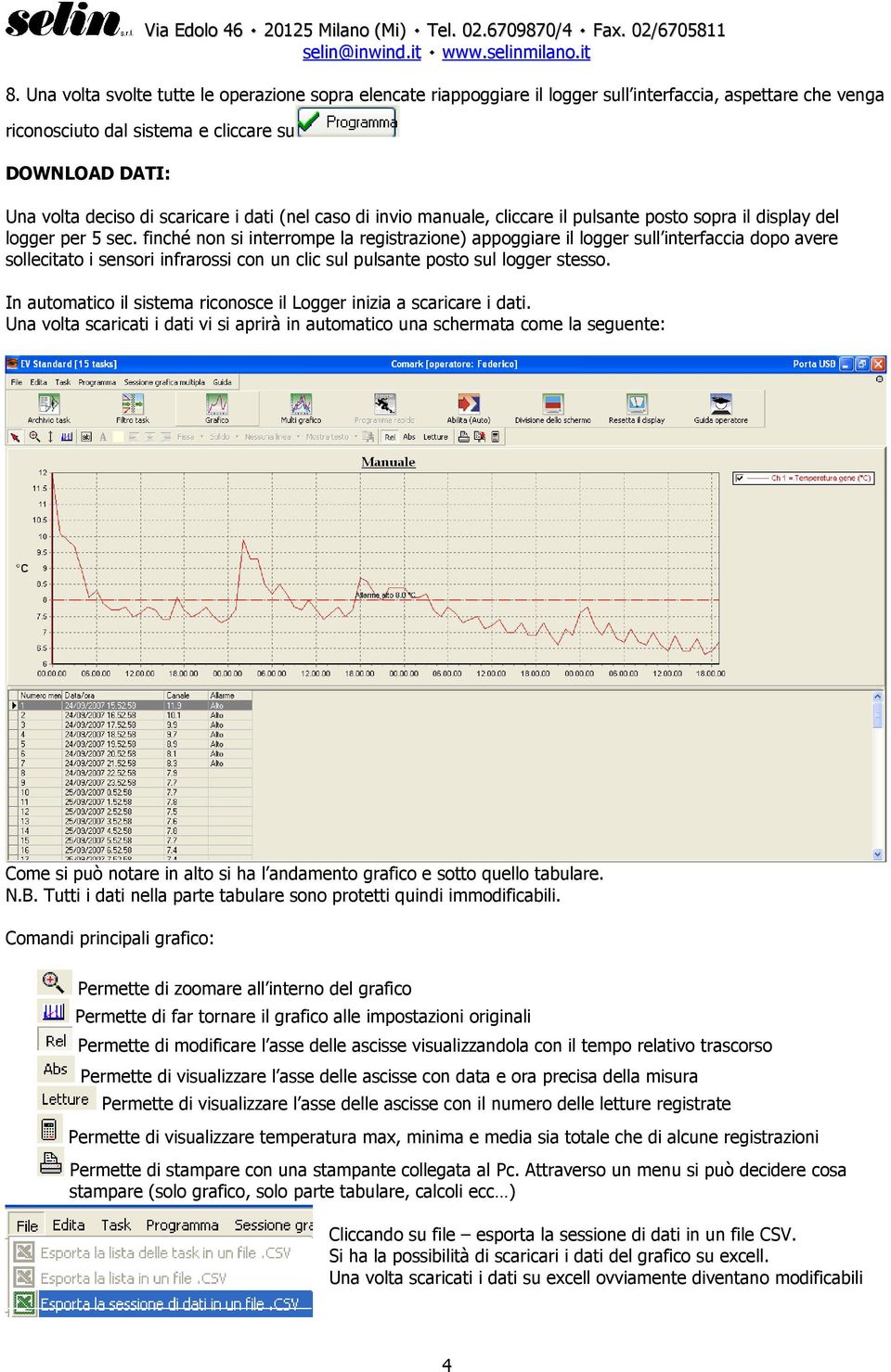 finché non si interrompe la registrazione) appoggiare il logger sull interfaccia dopo avere sollecitato i sensori infrarossi con un clic sul pulsante posto sul logger stesso.