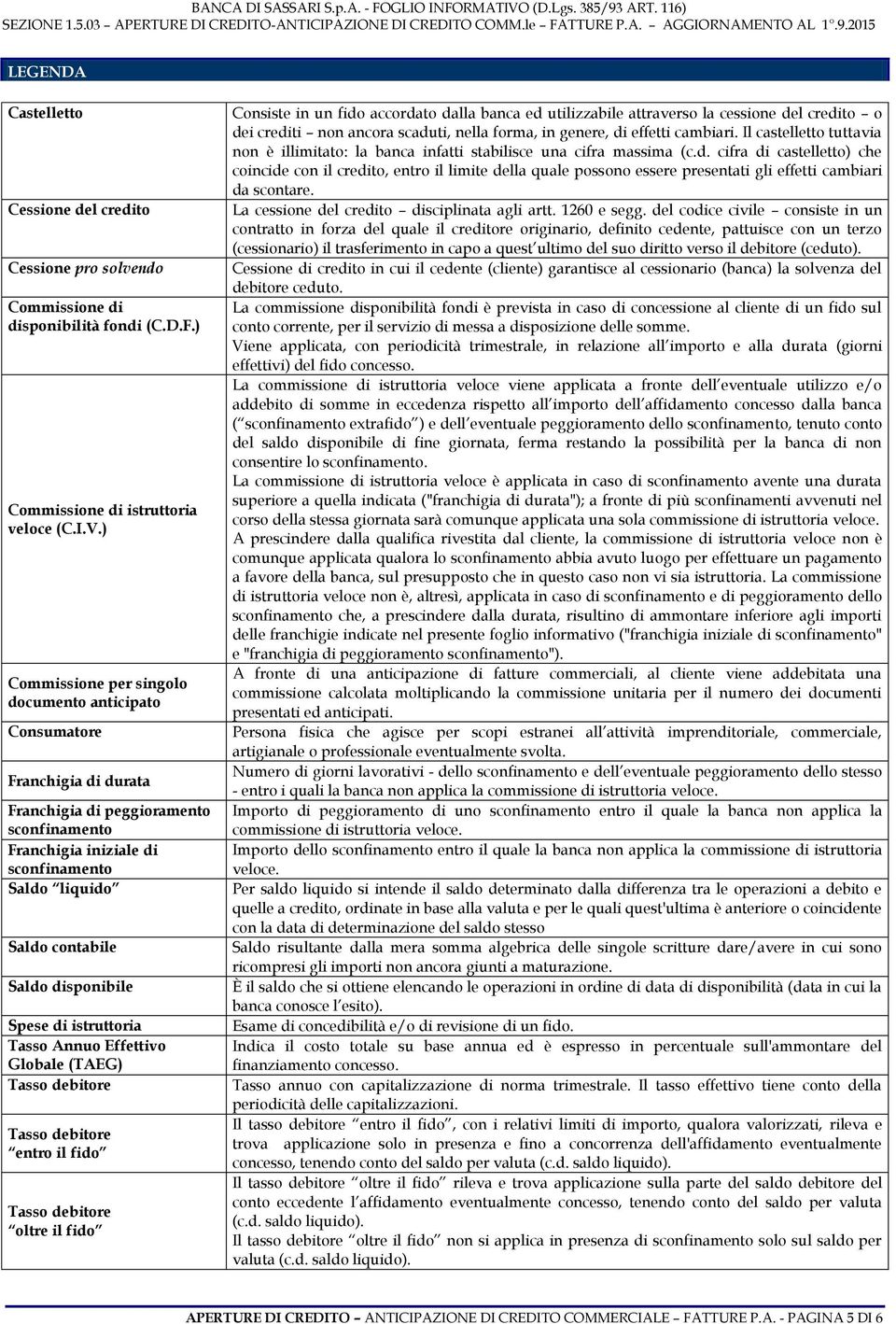 disponibile Spese di istruttoria Tasso Annuo Effettivo Globale (TAEG) Tasso debitore Tasso debitore entro il fido Tasso debitore oltre il fido Consiste in un fido accordato dalla banca ed