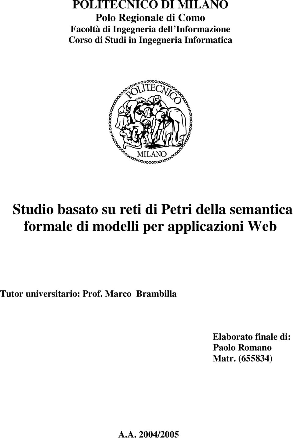 Petri della semantica formale di modelli per applicazioni Web Tutor