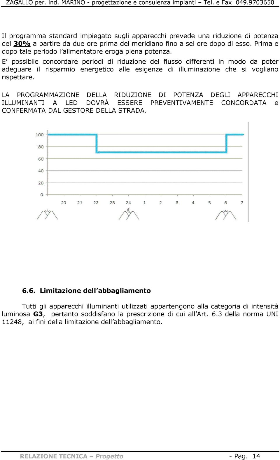 E possibile concordare periodi di riduzione del flusso differenti in modo da poter adeguare il risparmio energetico alle esigenze di illuminazione che si vogliano rispettare.