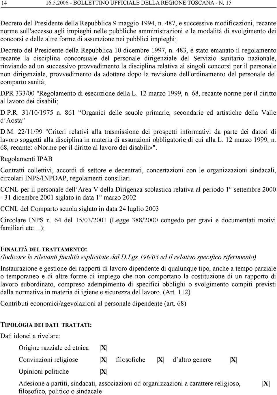 487, e successive modificazioni, recante norme sull'accesso agli impieghi nelle pubbliche amministrazioni e le modalità di svolgimento dei concorsi e delle altre forme di assunzione nei pubblici