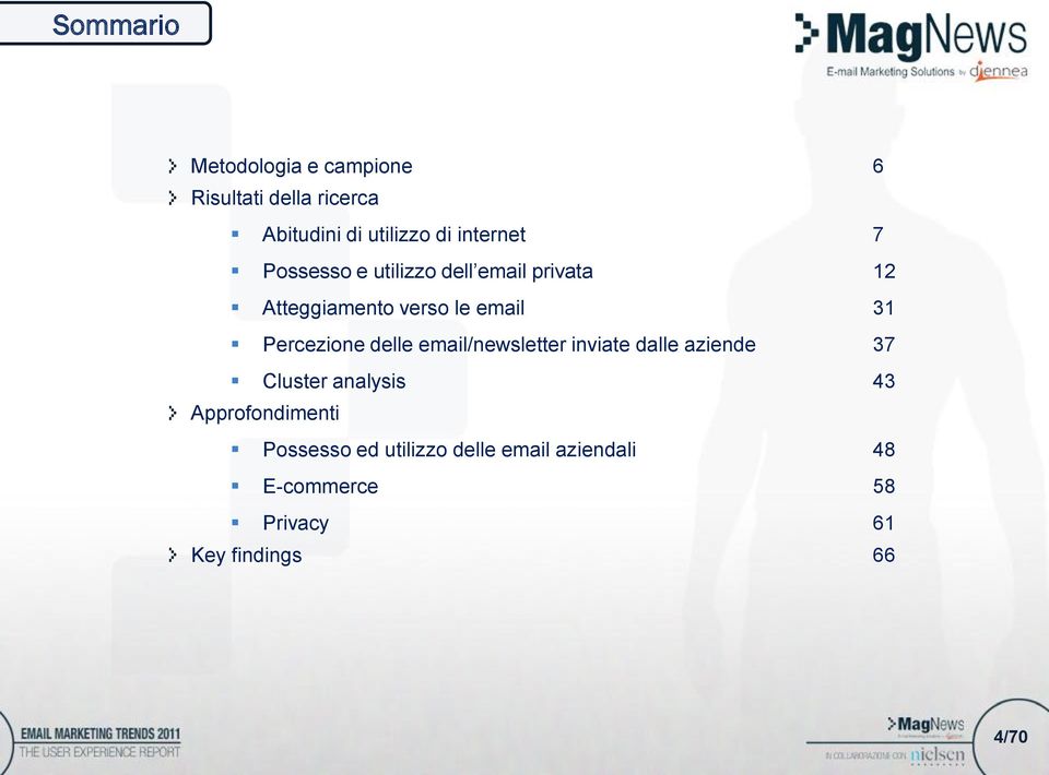 Percezione delle email/newsletter inviate dalle aziende 37 Cluster analysis 43