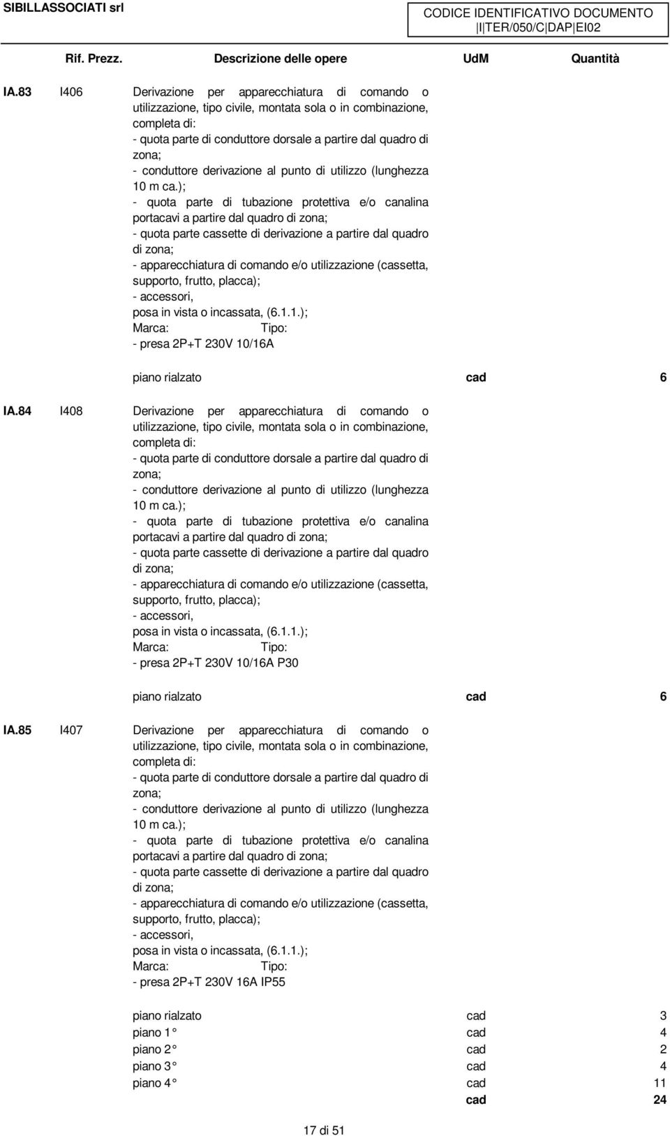 84 I408 Derivazione per apparecchiatura di comando o portacavi a partire dal quadro - presa 2P+T 230V 10/16A P30