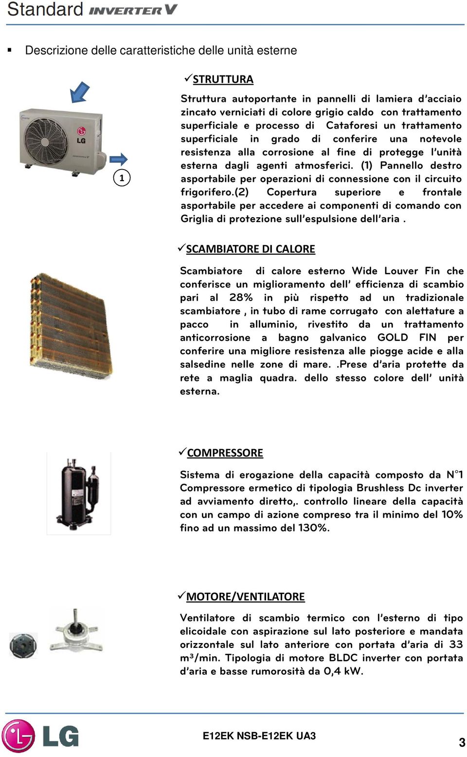 (1) Pannello destro asportabile per operazioni di connessione con il circuito frigorifero.