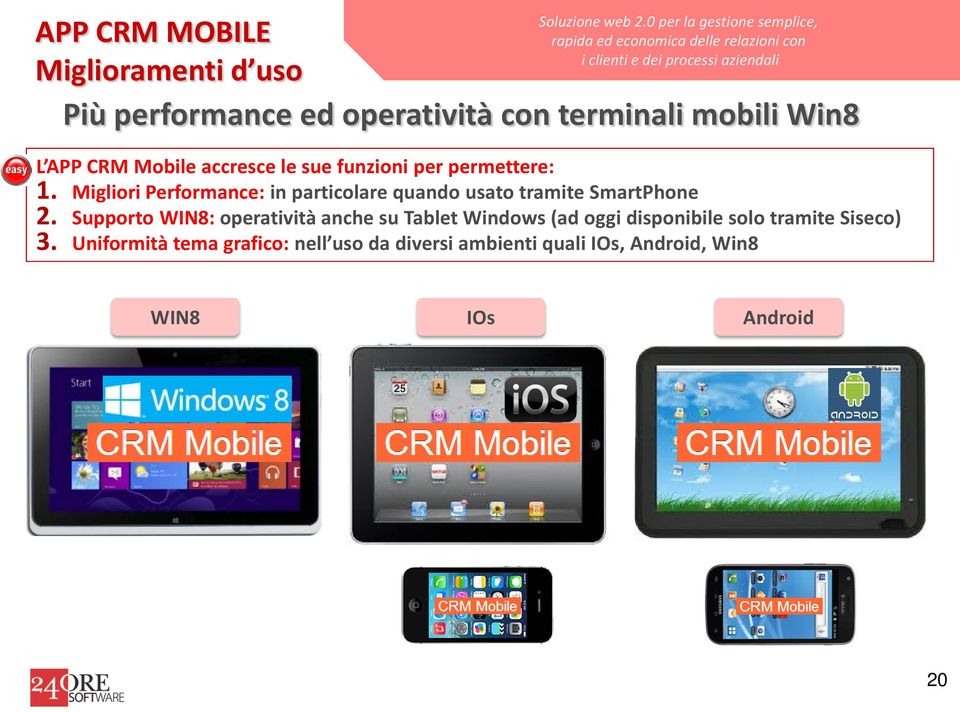 mobili Win8 L APP CRM Mobile accresce le sue funzioni per permettere:.