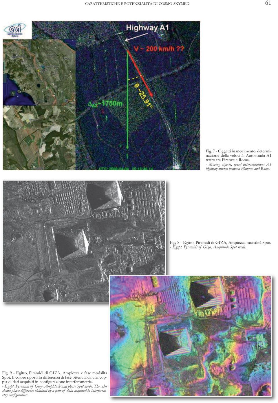 - Egypt, Pyramids of Giza, Amplitude Spot mode. Fig. 9 - Egitto, Piramidi di GIZA, Ampiezza e fase modalità Spot.