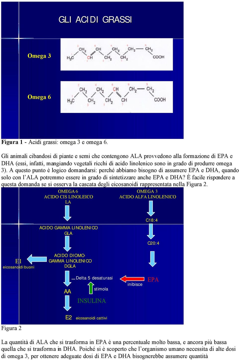 A questo punto è logico domandarsi: perché abbiamo bisogno di assumere EPA e DHA, quando solo con l ALA potremmo essere in grado di sintetizzare anche EPA e DHA?