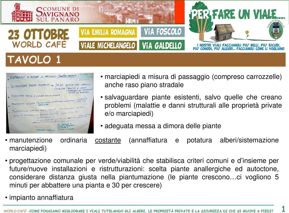 marciapiedi) progettazione comunale per verde/viabilità che stabilisca criteri comuni e d insieme per future/nuove installazioni e ristrutturazioni: scelta piante