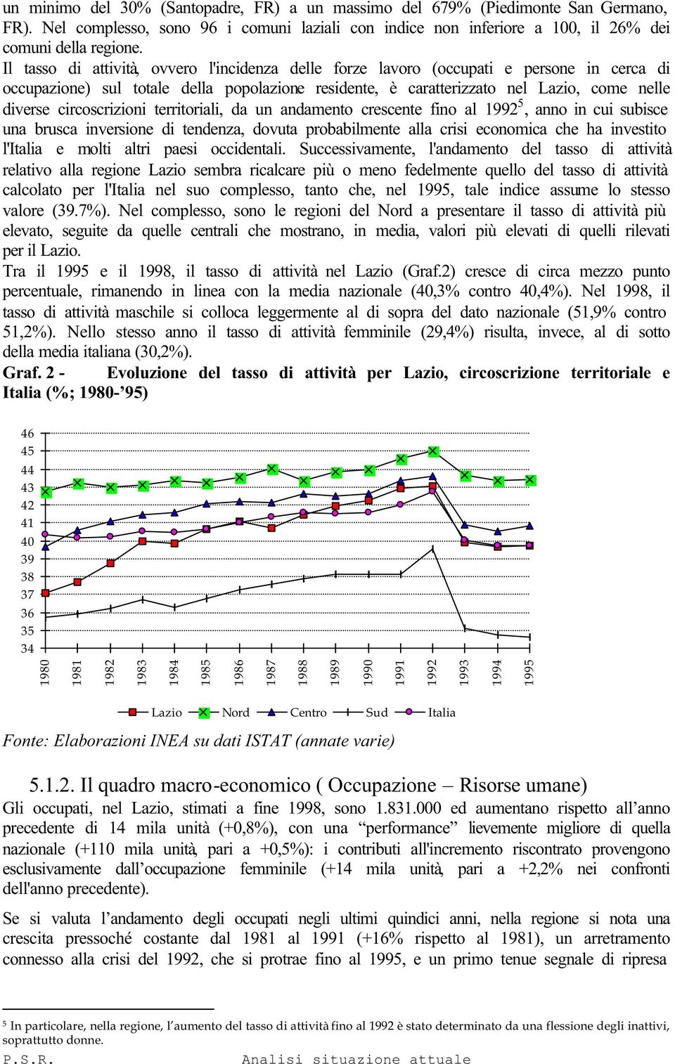 circoscrizioni territoriali, da un andamento crescente fino al 1992 5, anno in cui subisce una brusca inversione di tendenza, dovuta probabilmente alla crisi economica che ha investito l'italia e