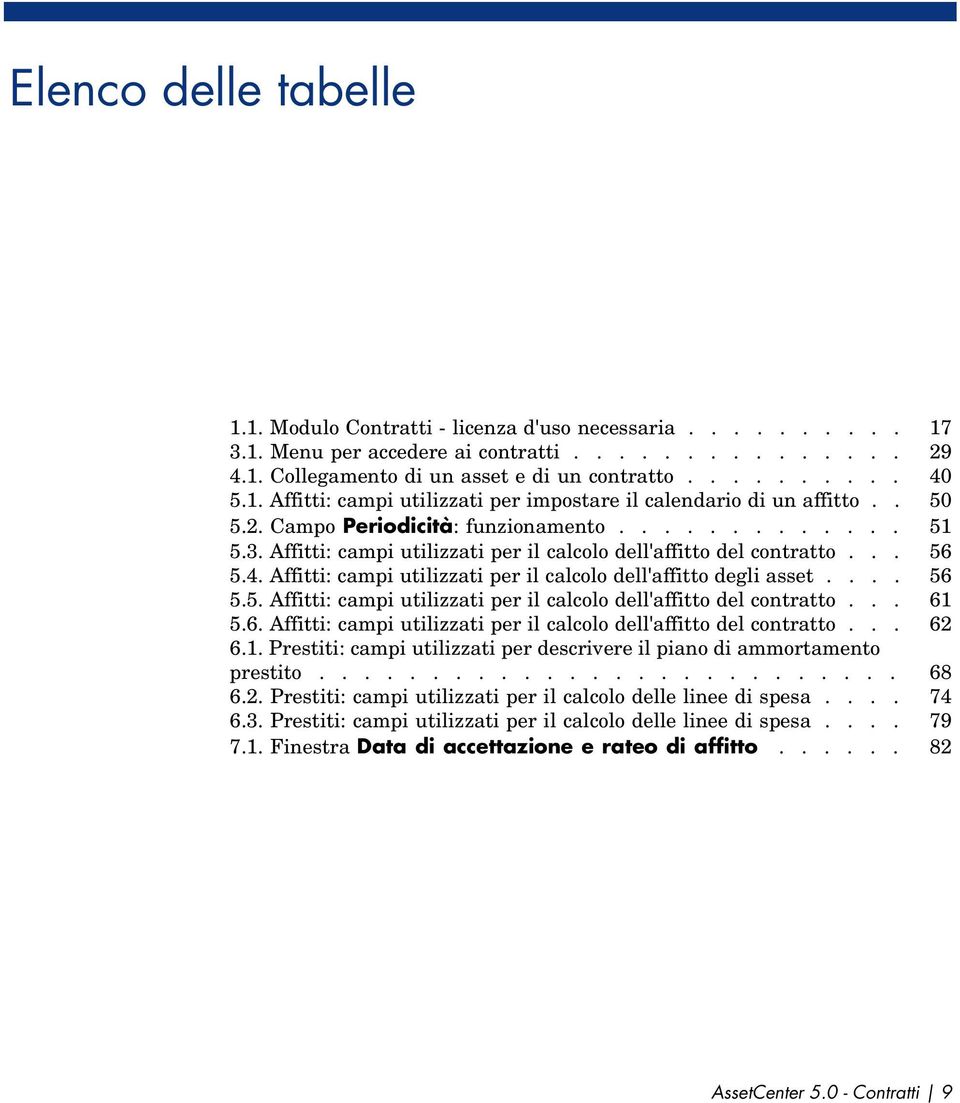 Affitti: campi utilizzati per il calcolo dell'affitto del contratto... 56 5.4. Affitti: campi utilizzati per il calcolo dell'affitto degli asset.... 56 5.5. Affitti: campi utilizzati per il calcolo dell'affitto del contratto.