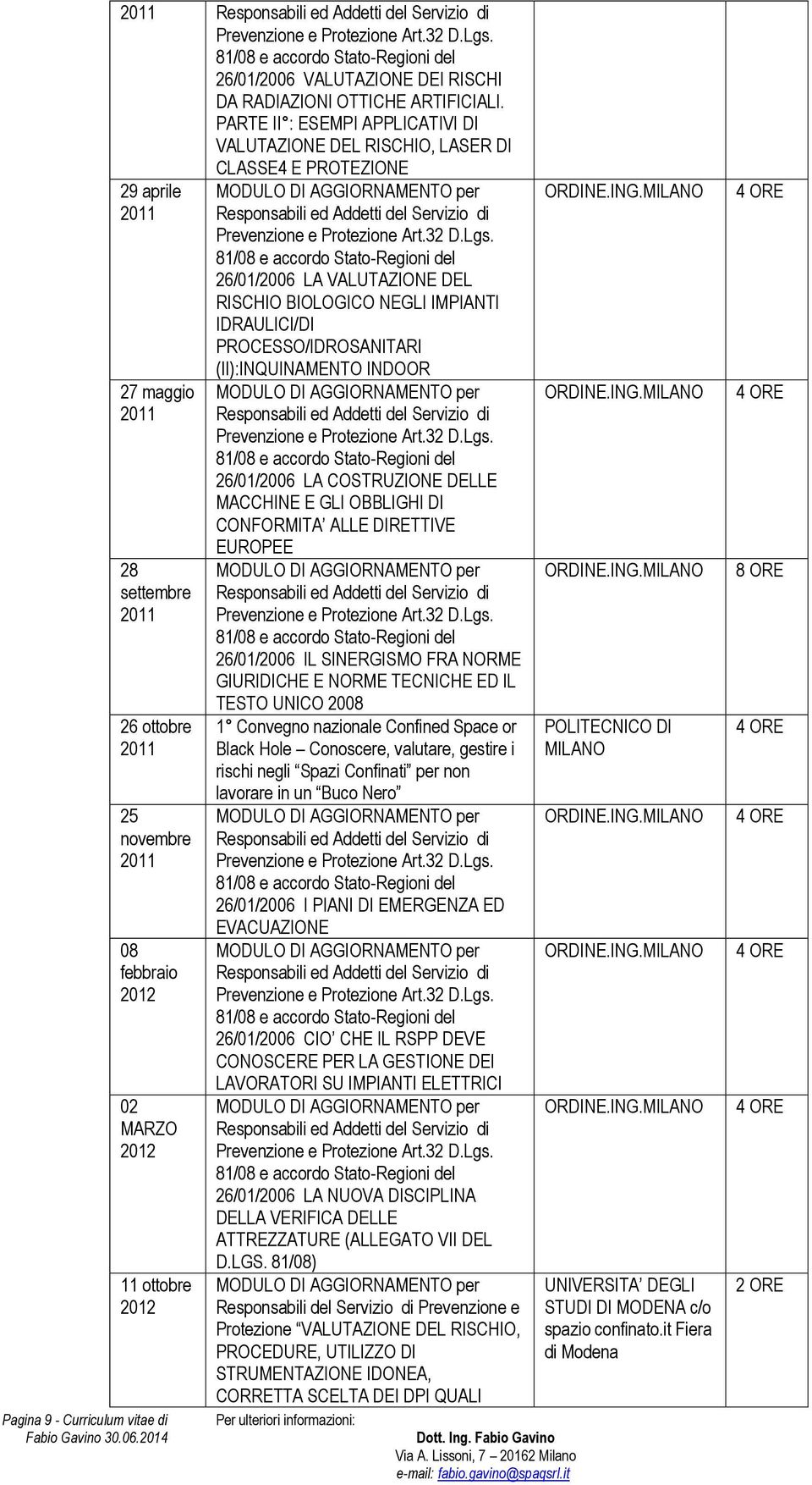 ottobre 26/01/2006 LA VALUTAZIONE DEL RISCHIO BIOLOGICO NEGLI IMPIANTI IDRAULICI/DI PROCESSO/IDROSANITARI (II):INQUINAMENTO INDOOR 26/01/2006 LA COSTRUZIONE DELLE MACCHINE E GLI OBBLIGHI DI