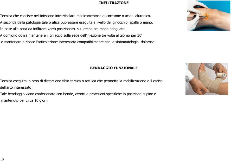 A domicilio dovrà mantenere il ghiaccio sulla sede dell iniezione tre volte al giorno per 30 e mantenere a riposo l articolazione interessata compatibilmente con la sintomatologia dolorosa