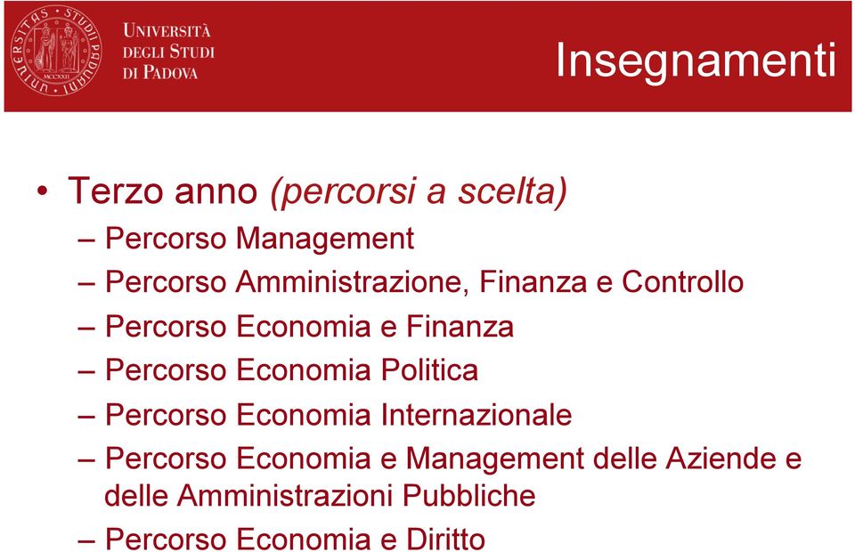 Economia Politica Percorso Economia Internazionale Percorso Economia e