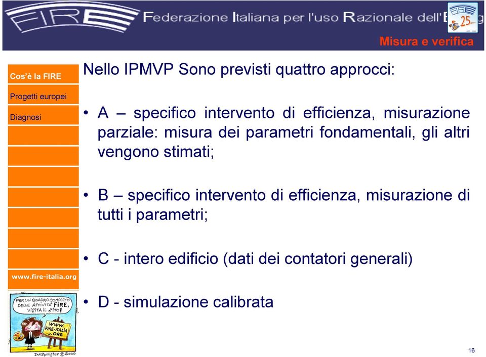 gli altri vengono stimati; B specifico intervento di efficienza, misurazione di